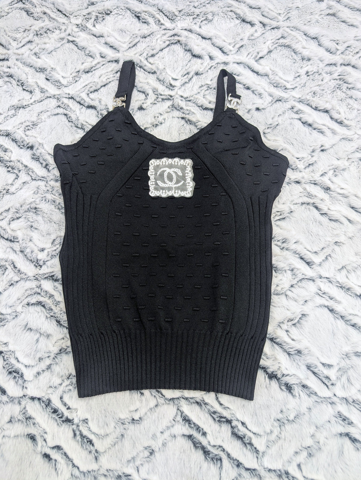 Womens Top CH9910 Black and Embroidered Logo