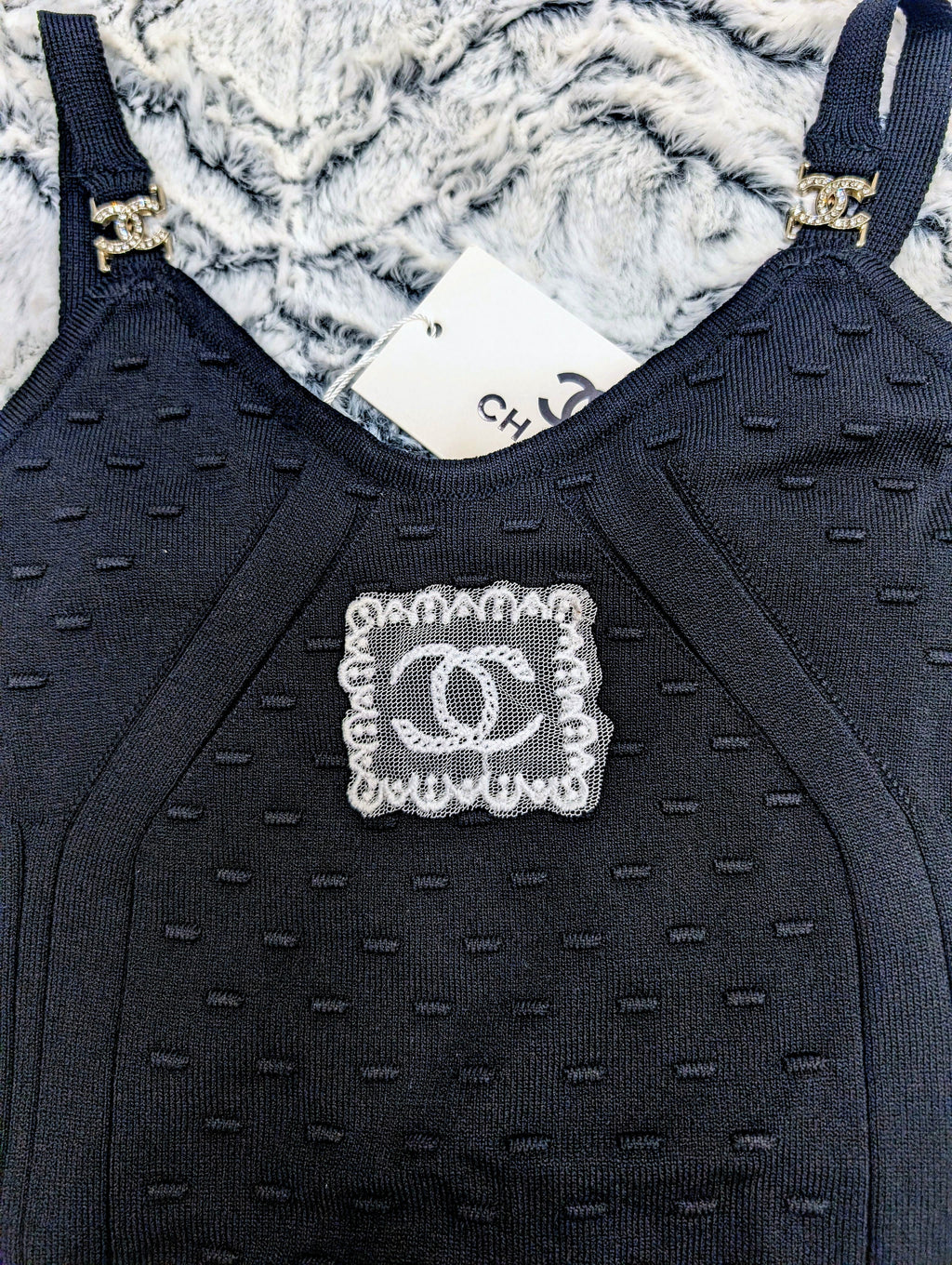 Womens Top CH9910 Black and Embroidered Logo