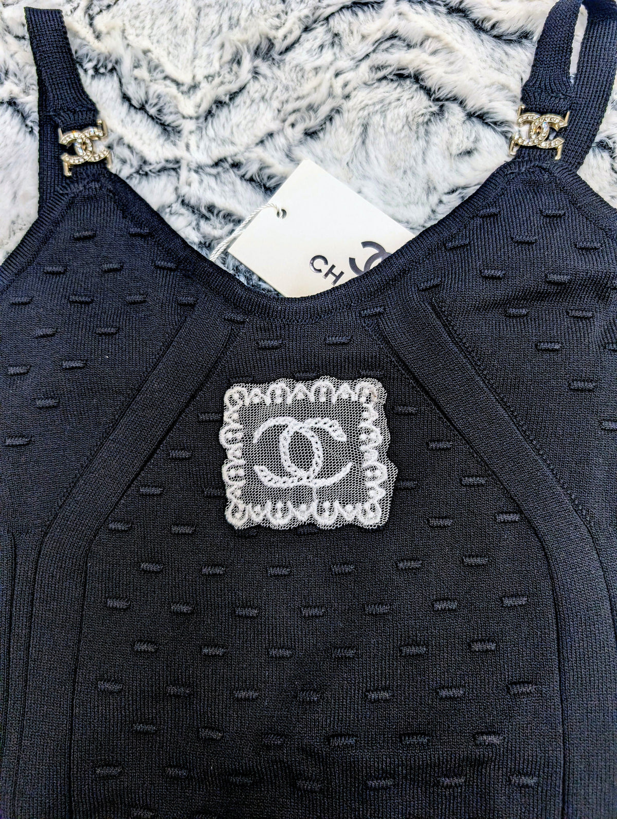Womens Top CH9910 Black and Embroidered Logo