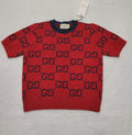 Womens Knit Sweater GGS1278 Short Sleeve Red