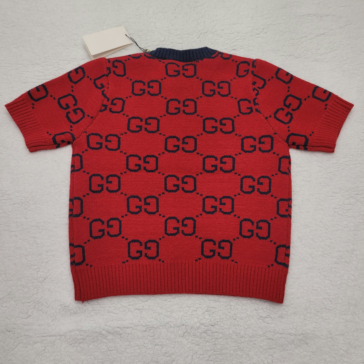 Womens Knit Sweater GGS1278 Short Sleeve Red