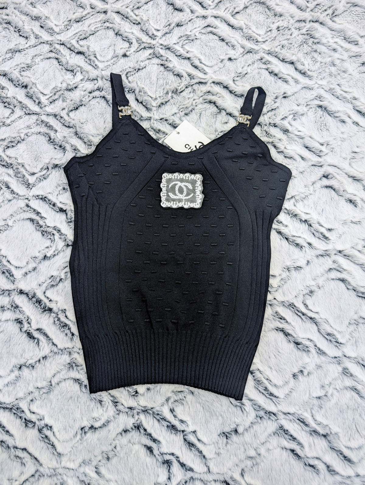 Womens Top CH9910 Black and Embroidered Logo